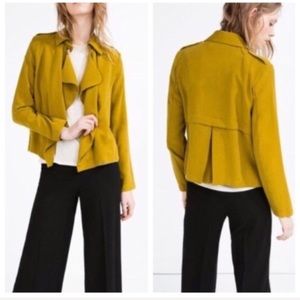 Zara Mustard Yellow Flowing Lapels Blazer